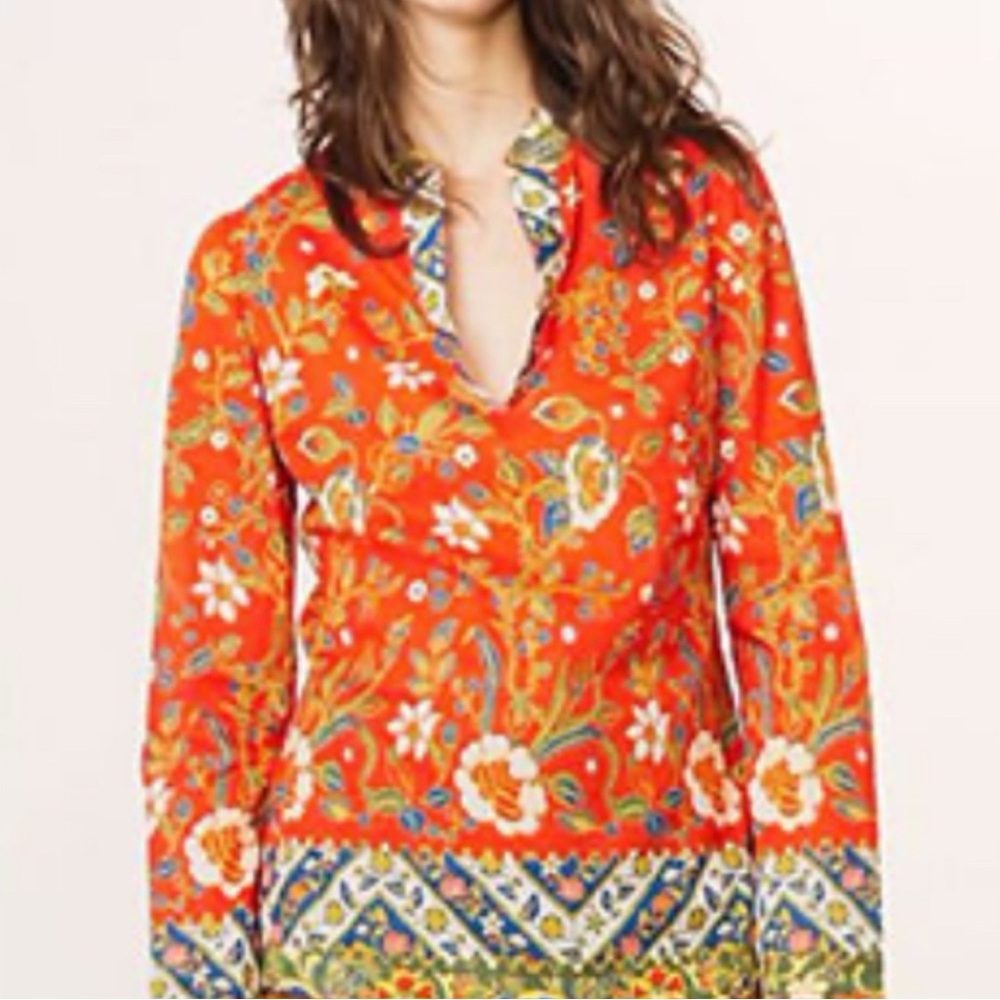 Tory Burch Orange Floral Tunic